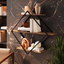 Ver imagem 2 de Nicho de Parede Multifuncional com 3 Prateleiras 100 Cm Cor:preto com Mel