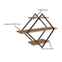 Ver imagem 4 de Nicho de Parede Multifuncional com 3 Prateleiras 100 Cm Cor:preto com Mel