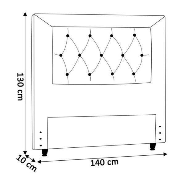 Cabeceira Casal 140cm Italia Veludo Preto SB Milani Store - 4