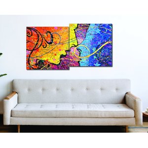 Conjunto com 2 Lindos Quadro Decorativo Originais Pintados a Mão Medindo 73x136 Cm