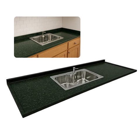Pia de Cozinha Granito 180cm Verde Ubatuba com Cuba Gourmet: Verde Ubatuba