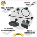 Ver imagem 2 de Kit de Metal Acessórios para Banheiro Aço Inox 5 Peças Stander Color Preto Fosco Cód. 7140
