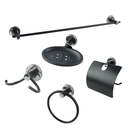 Ver imagem 1 de Kit de Metal Acessórios para Banheiro Aço Inox 5 Peças Stander Color Preto Fosco Cód. 7140
