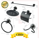 Ver imagem 3 de Kit de Metal Acessórios para Banheiro Aço Inox 5 Peças Stander Color Preto Fosco Cód. 7140