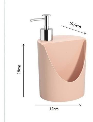 Dispenser Detergente Preto Porta Sabão Esponja Pia Coza Cor:Rosa - 2