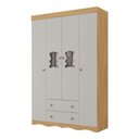 Ver imagem 1 de Guarda-roupa Infantil 122cm com Vidro 4 Portas e 2 Gavetas Doçura Multimóveis Mp4493 Madeirado/off