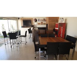 Conjunto de 8 Cadeiras e Mesa de Jantar Cannes em Alumínio para Cozinha, Edícula, Área - Tabaco - 4