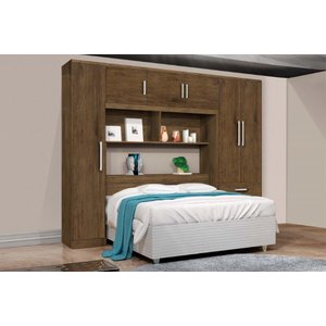 Roupeiro Modulado Com Cabeceira Báu CAN 2.34m Casal Com Amplo Espaço Interno e Nichos Externos Para 