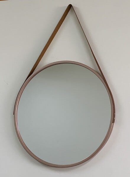 Espelho Redondo com Alça de Couro - Bronze 60cm - 6