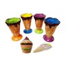 Taça Casquinha Sorvete, Pote Cobertura e Descanso Colher Kit com 6 Pçs - 1