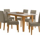 Ver imagem 1 de Sala de Jantar Liz 160x90 com Vidro 6l Cadeiras Jade Poliman Móveis