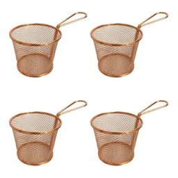 Mini Cesto Redondo Fritura Para Servir Batata Frita Rose Kit com 4 - 1