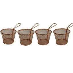 Mini Cesto Redondo Fritura Para Servir Batata Frita Rose Kit com 4 - 4