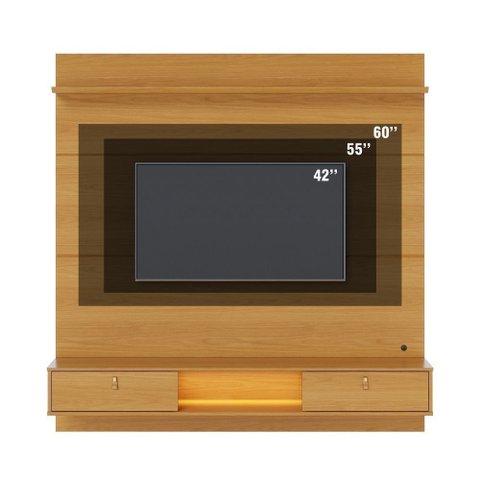 Painel Home Suspenso Bali com Nicho e LED para TV até 60 Polegadas Naturale Colibri