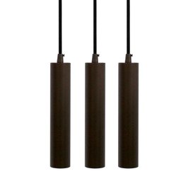 Kit 3x Pendente Tubo Cilindro Marrom Alumínio Balcão Cozinha Mr11 + Lâmpadas Led 3000k Bivolt - 1