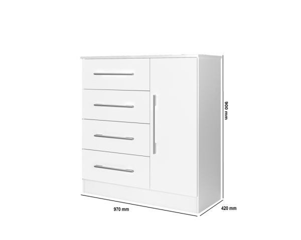 Cômoda Malibu New Branco Detalhe Flex Branco Ou Lilas - 5