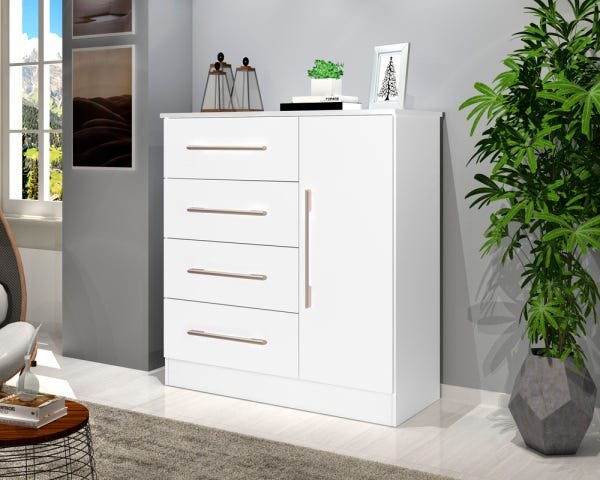 Cômoda Malibu New Branco Detalhe Flex Branco Ou Lilas - 2