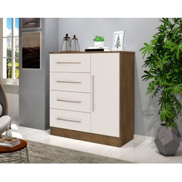 Cômoda Malibu New 1 Porta 4 Gavetas Jequitiba Off White - 2