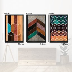 Quadros Decorativo Premium 30x45 Chevron Marrom 3 Un Arte na Arte 115-PPF - 3