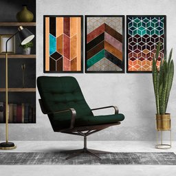 Quadros Decorativo Premium 30x45 Chevron Marrom 3 Un Arte na Arte 115-PPF - 4