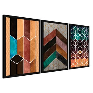 Quadros Decorativo Premium 30x45 Chevron Marrom 3 Un Arte na Arte 115-PPF