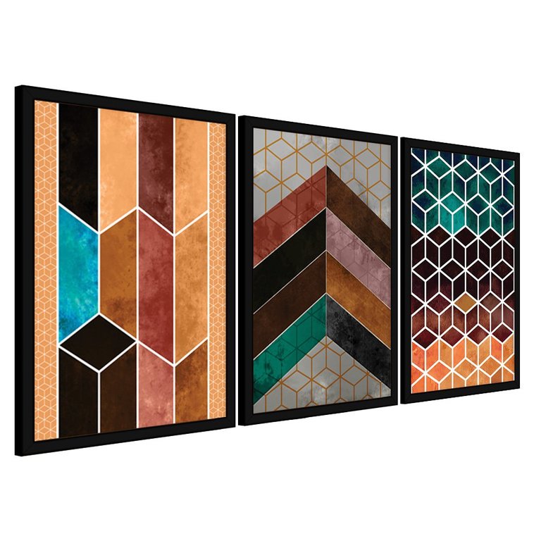 Quadros Decorativo Premium 30x45 Chevron Marrom 3 Un Arte na Arte 115-PPF