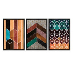 Quadros Decorativo Premium 30x45 Chevron Marrom 3 Un Arte na Arte 115-PPF - 2