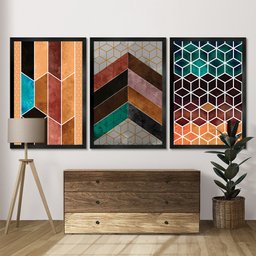 Quadros Decorativo Premium 30x45 Chevron Marrom 3 Un Arte na Arte 115-PPF - 5