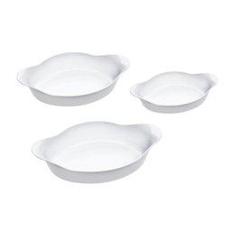 Conjunto de Assadeiras Ovais Marinex Opaline em Vidro Temperado  3 Peças - 1