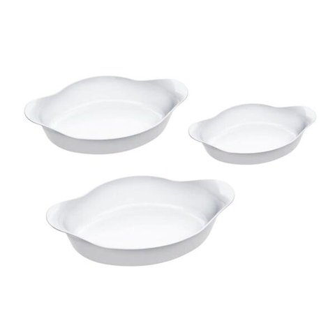 Conjunto de Assadeiras Ovais Marinex Opaline em Vidro Temperado  3 Peças