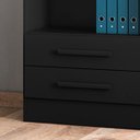 Ver imagem 4 de Estante Prateleira de Livro 2 Gavetas Multiuso 183 Altura Morrison -Preto - ÉdeCasaMóveis                                                      