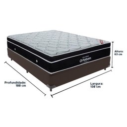 Cama Box Marrom e Colchão Elegant Molas Ensacadas Casal Ortobom - 3