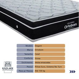 Cama Box Marrom e Colchão Elegant Molas Ensacadas Casal Ortobom - 2