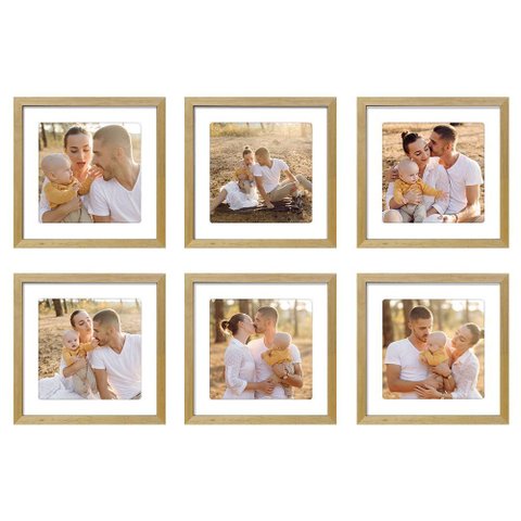 Kit 6 Quadros Porta Retrato Foto 15x15 Paspatur Branca 20x20