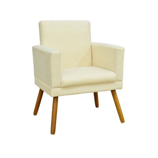 Kit 2 Poltronas Cadeira Decorativa Nina Para Sala Recepção Suede Bege - 2