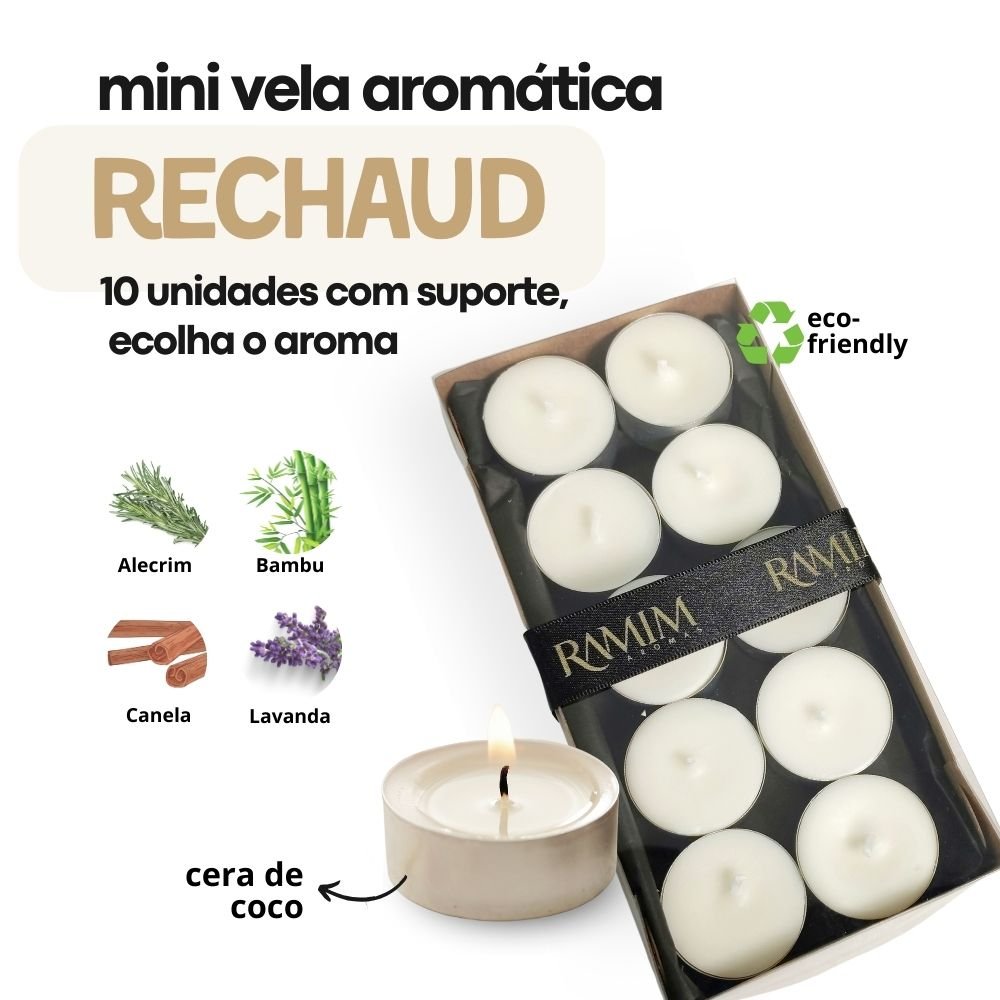 Kit 10 Mini Velas Aromáticas Rechaud Petit - Ponto de Luz Ramim Aromas Canela - 2