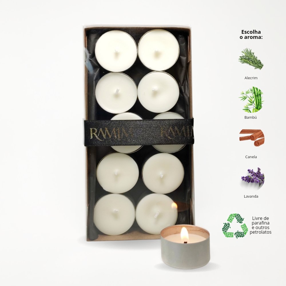 Kit 10 Mini Velas Aromáticas Rechaud Petit - Ponto de Luz Ramim Aromas Canela - 5