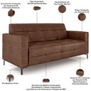 Ver imagem 4 de Sofá 3 Lugares Sala Living Industrial 200cm Senna K01 Couríssimo Marrom - Lyam Decor