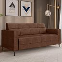 Ver imagem 2 de Sofá 3 Lugares Sala Living Industrial 200cm Senna K01 Couríssimo Marrom - Lyam Decor