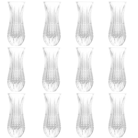 Conjunto 12 Vasos 15cm Queen Wolff Cristal Transparente Flor