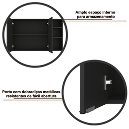Armário de Parede Aéreo Cozinha Organizador Quarto Multiuso Lavanderia Supenso Superior Embutido Ópe - 2