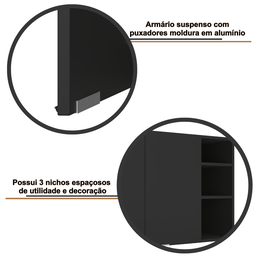 Armário de Parede Aéreo Cozinha Organizador Quarto Multiuso Lavanderia Supenso Superior Embutido Ópe - 10