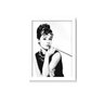 Quadro Bonequinha Luxo Audrey Hepburn Moldura Vidro Branco - 1