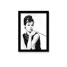Quadro Bonequinha Luxo Audrey Hepburn Moldura Vidro Preto - 1