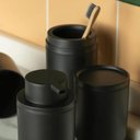 Ver imagem 7 de Kit Bandeja para Banheiro e Porta Escova de Dente com Tampa Lavabo Preto ou