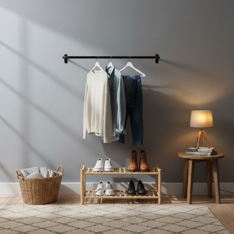 Kit 10 Araras Cabideiros 1 Metro Fixos de Parede Aço Reforçado Acabamento Moderno Closet Organizado
