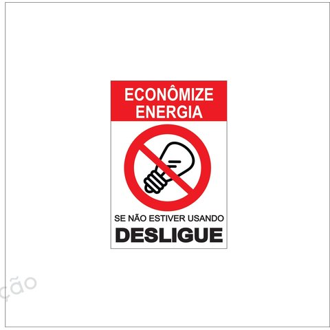 Placa - Economize Energia - 20cm X 15cm