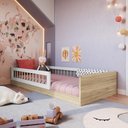 Ver imagem 1 de Cama Infantil de Chão Montessoriana de Solteiro para Menino e Menina com Grade de Proteção