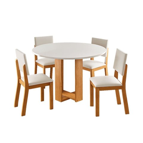 Mesa de Jantar 4 Lugares Fayra Mel/Blonde/Marfim- Viero Móveis