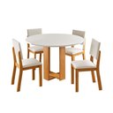 Ver imagem 1 de Mesa de Jantar 4 Lugares Fayra Mel/Blonde/Marfim- Viero Móveis